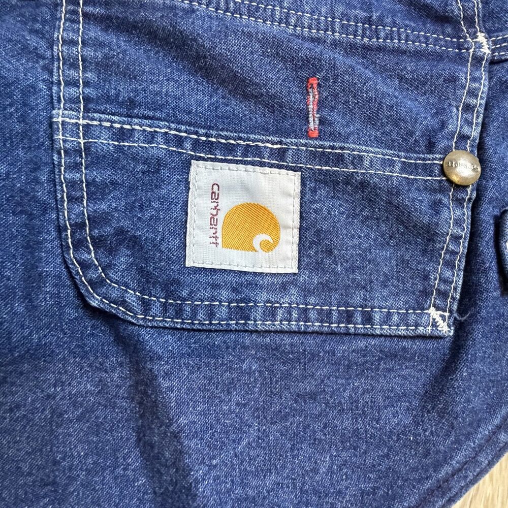 Carhartt Overalls Mens Size 48x30 Blue Denim Bib Carpenter Workwear R07-DST - Picture 3 of 12